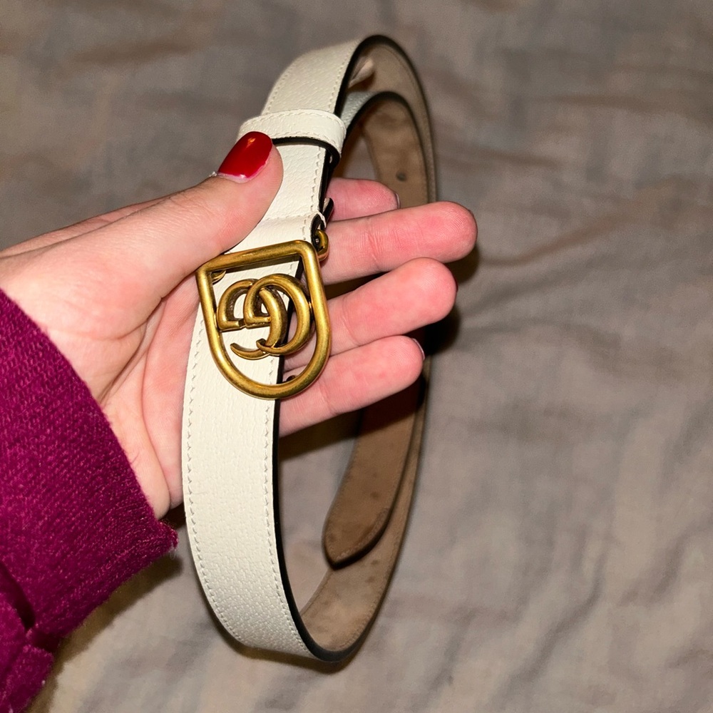 Authentic Gucci Marmont double G White Belt